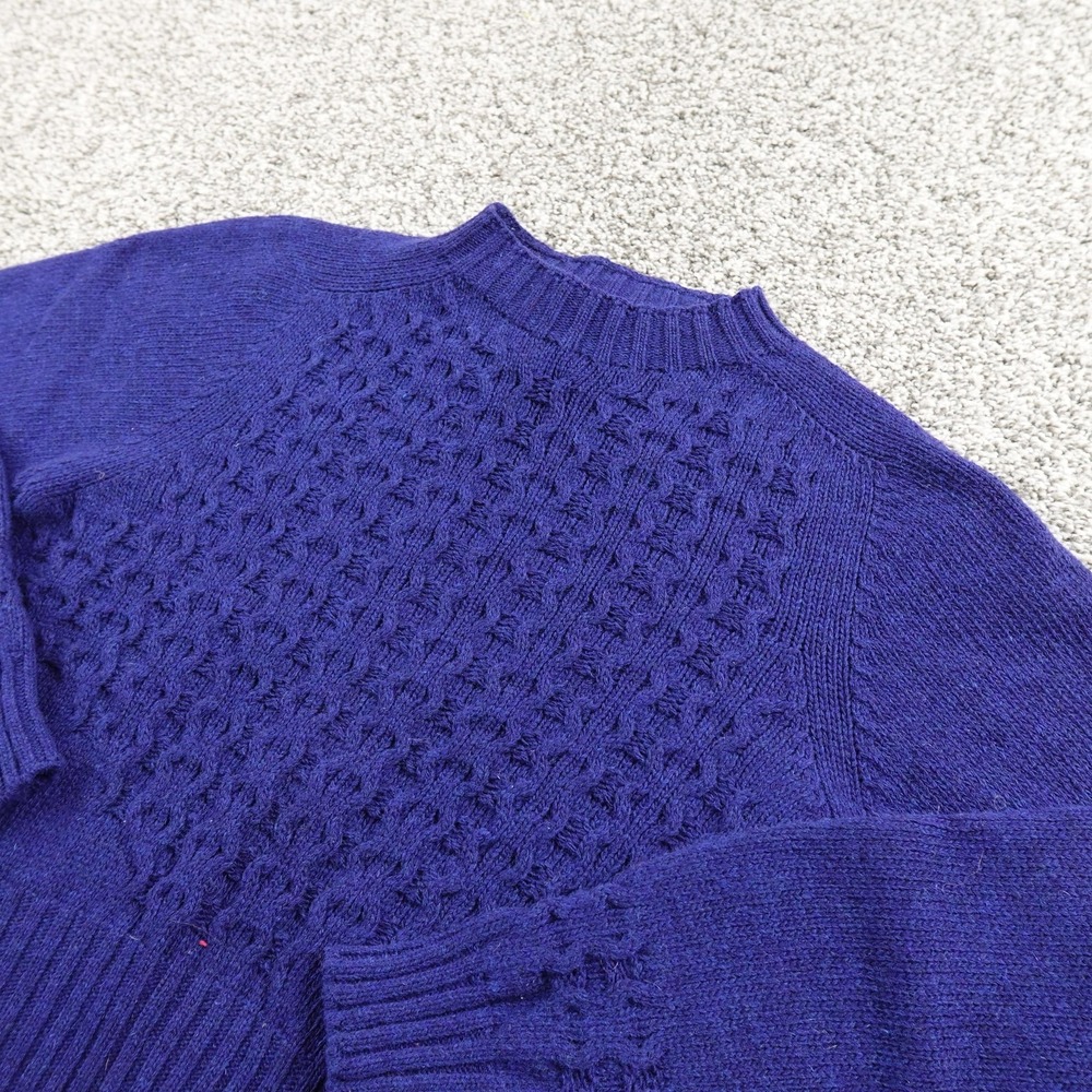 Willi Smith Sweater Womens S Blue Wool Blend Cable Knit Mock Neck Pullover Italy